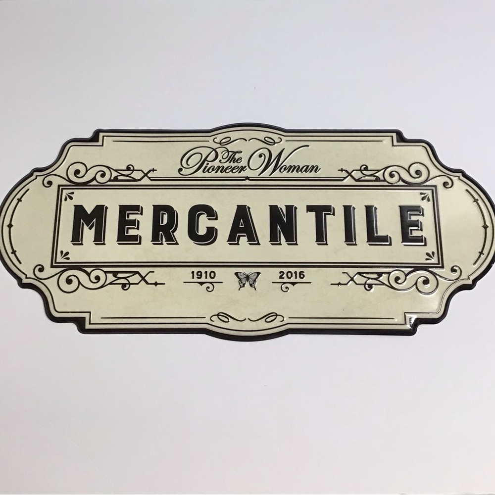 The Pioneer Woman Mercantile Sign Ree Drummond 20” Embossed Tin Farmhouse Booth